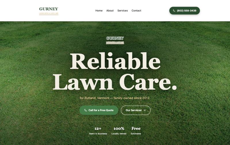 Gurney Landscaping & Lawn Care concept homepage